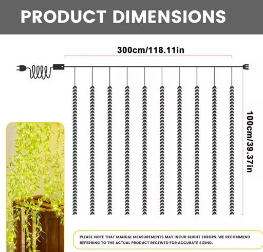 LED Leaf Curtain String Lights – 180 LED Fairy Lights for Home Decor
